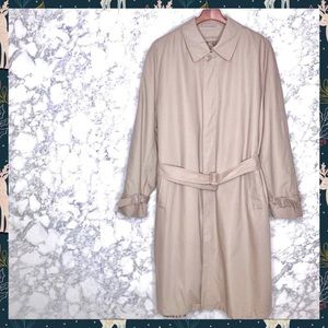 London Fog Vintage Men’s Tan Trench Coat Belted With Detachable Liner Size 42R
